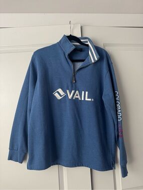 Vail Pullover Quarter-Zip Sweatshirt - Blue sz Large